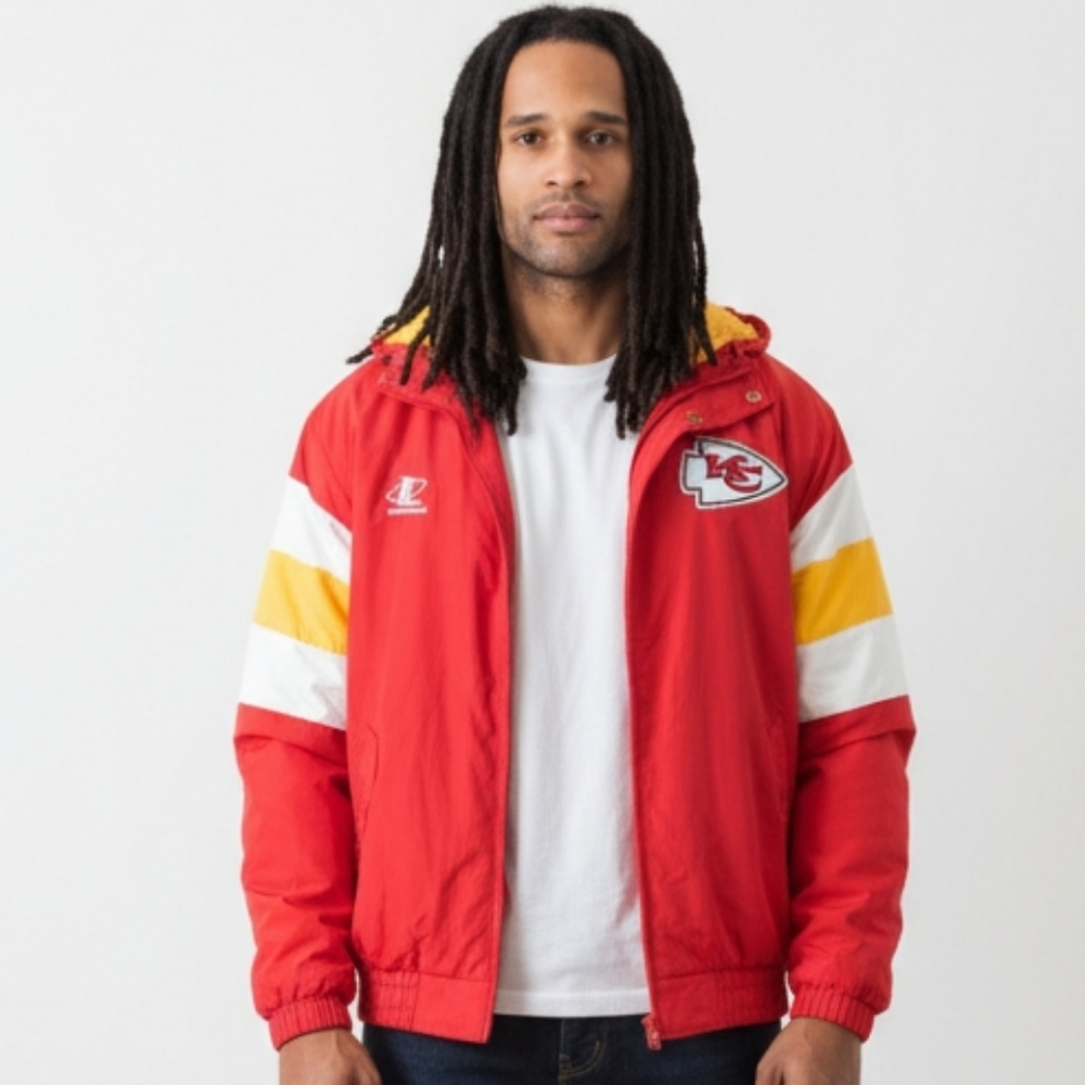 Kansas City Chiefs, Sz. L Logo Athletic NFL Pro Line Team Jacket & Hood 90's VTG